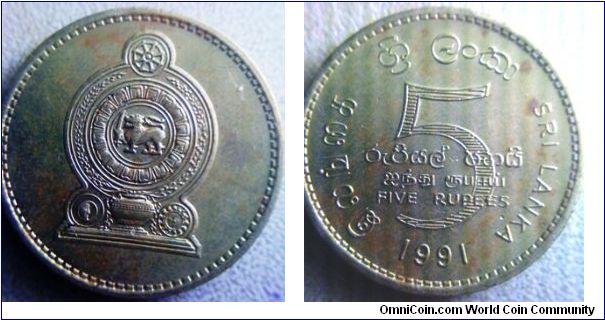 Sri Lanka 5 rupees very nice thick coin with edge inscriptions
23.5mm diameter