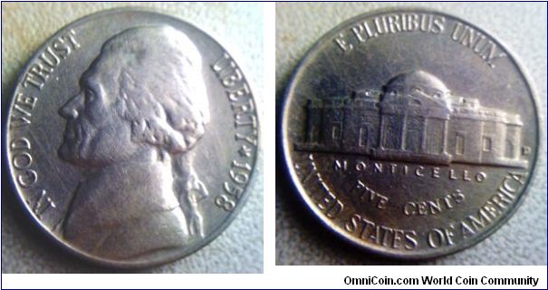 Jefferson nickel 5 cent USA
21.2mm diameter