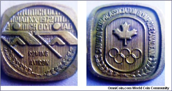Munich Olympic Token of Canada for Rowing, made of Brass, just a token, 27.8mm side and 4mm thick
thanks Ryan!