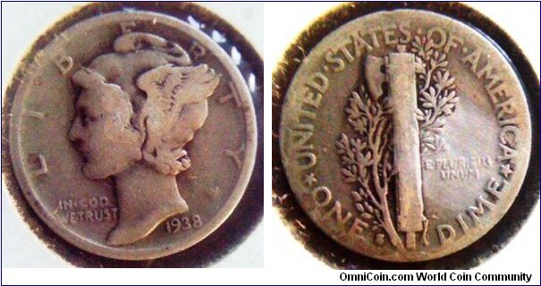 USA Mercury 10cent dime silver at 0.900 Fine