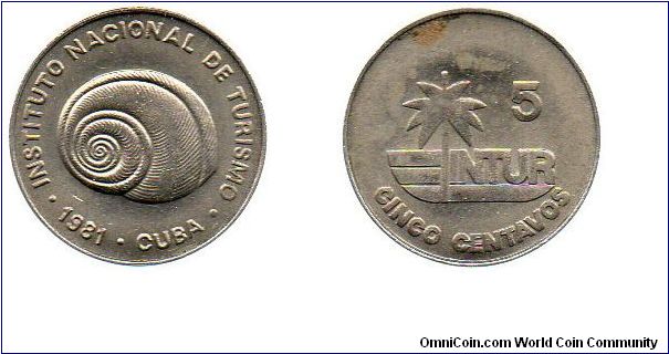 1981 5 centavos (tourist coinage)