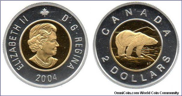 2004 2 Dollars - Silver and gold plated proof