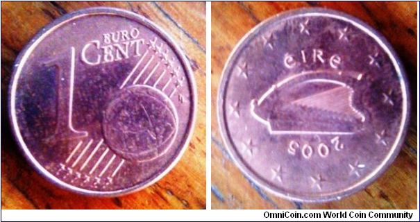 The EURO coin 1 cent smallest, issued by Ireland 
Brass 
16.3mm diameter