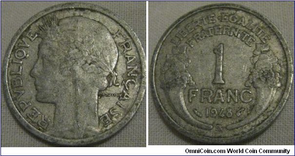 1948 b franc dirty and VF