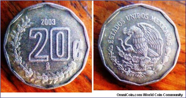 Mexico 20 cents very nice eagle 
diameter unmeasured but about 20mm estimate guess