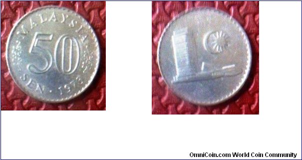 Malaysia 28mm diameter 50Sen nickel coin year 1978