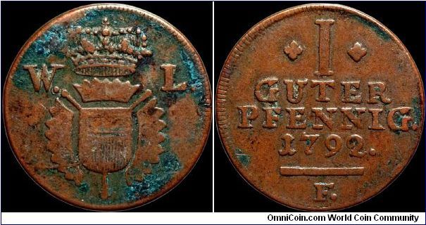 1792 1 Guter Pfennig, Schaumburg-Hessen. As opposed to those other pfennigs the poor folks are using...                                                                                                                                                                                                                                                                                                                                                                                                                  