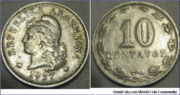 fine grade 1927 10 centavos