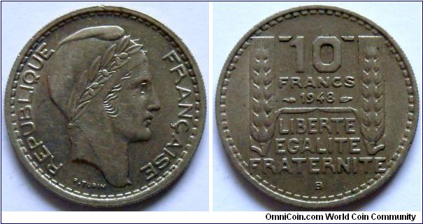 10 francs.
1948 B