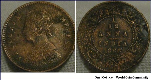 1/12 anna, nice looking coin, shows its age though