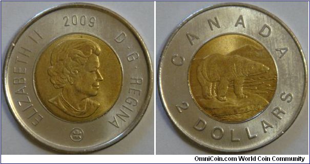 Canada, 2 dollars, 2009 (2006-present) Regulation Coin Polar Bear