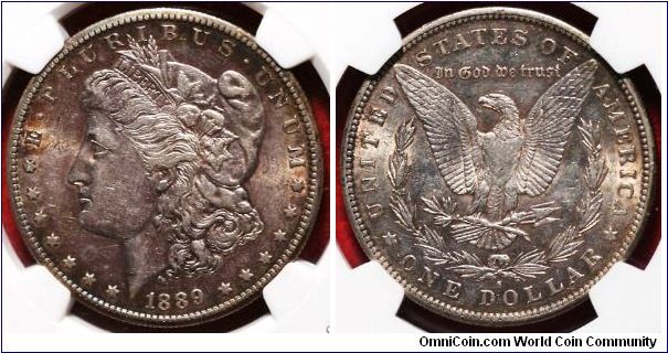 Inexpensive low mintage 1889-S,  NGC-AU55. Might be undergraded and would grade higher if cracked out of their slabs and resubmitted.. Nicely toned.