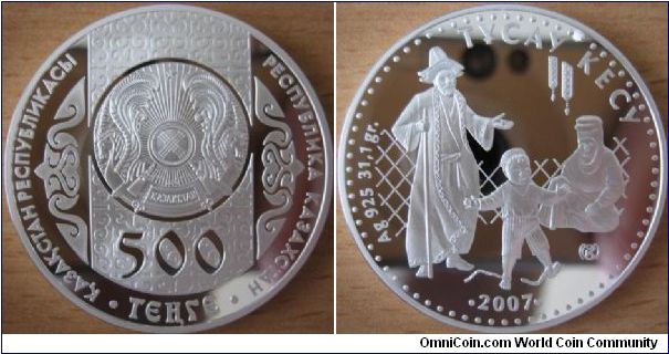 500 Tenge - Ticay Kecy - 31.1 g Ag .925 Proof - mintage 4,000