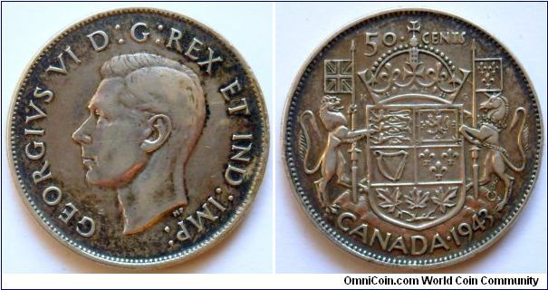 50 cents.
1943, King George VI