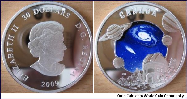 30 Dollars - Year of astronomy - 33.75 g Ag .925 Proof - mintage 10,000