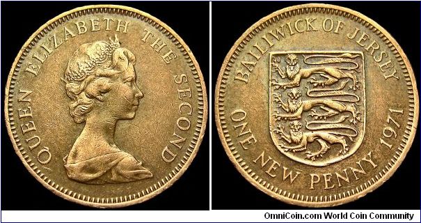 Jersey - 1 New Penny - 1971 - Weight 3,55 gr - Bronze - Size 20,32 mm - Ruler / Elizabeth II - Mintage 4 500 000 - Edge : Plain - Reference KM# 30 (1971-1980)