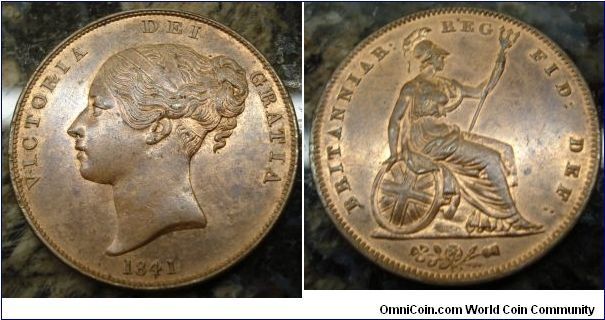 Victoria, Copper Penny, no colon after REG. BMC 1484. UNC almost full lustre, lightly toning. Reverse prooflike.
Scarce in such high grade.