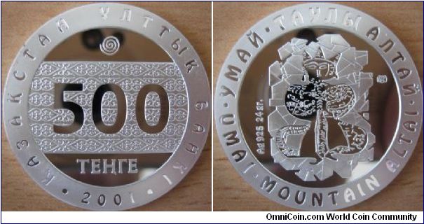 500 Tenge - Petroglyphs serie - Umay - 24 g Ag .925 Proof - mintage 3,000 (Hard to find!)
