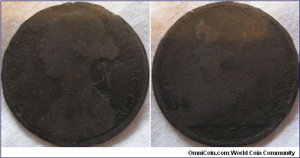 1971 penny, key date in the series, sadly badly damaged