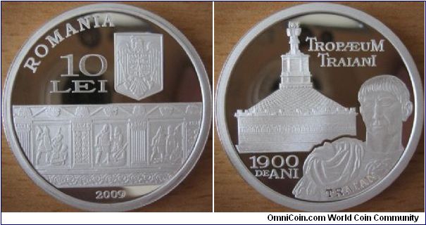 10 Lei - 1900 years of Tropaeum Traiani - 31.1 g Ag .999 Proof - mintage 500 pcs only !