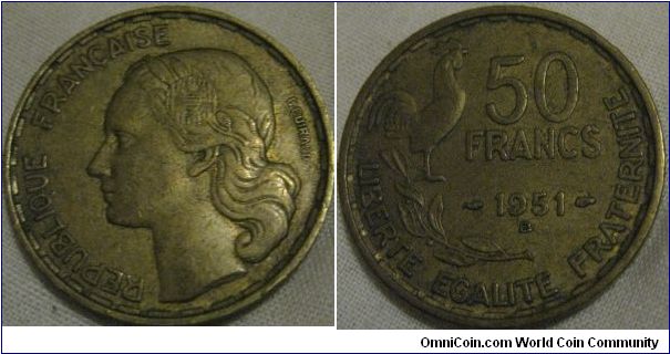 1951 B 50 francs, aEF