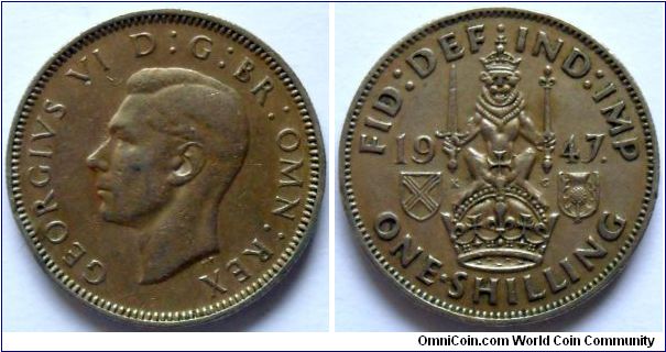1 shilling.
1947, King George VI