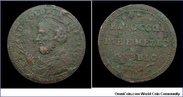 Papal States - Pius VI - Baiocchi 2 1/2 (Sanpietrino) Mint of Gubbio - Copper