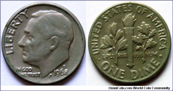 one dime.
1968, Denver