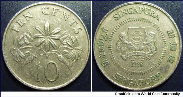 Singapore 1988 10 cents. Found it circulating in Australia.
