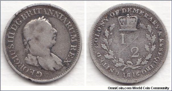 1816 1/2 Guilder Essequibo & Demerary