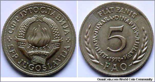 5 dinara.
1970, F.A.O.