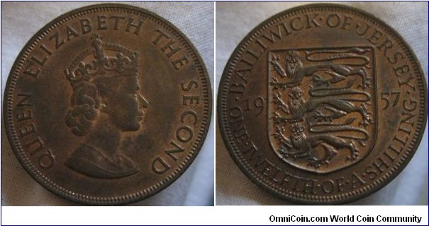 1957 1/12 of a shilling, EF good ammount of lustre remains