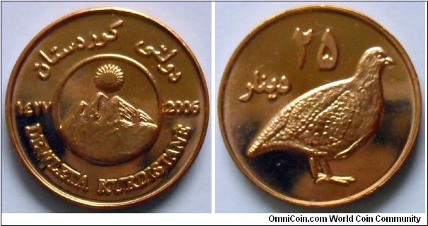 25 dinars.
2006, Kurdistan.
Grey partridge.