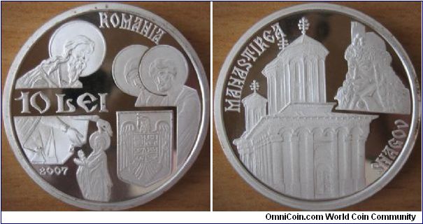 10 Lei - Snagov monastery - 31.1 g Ag .999 Proof - mintage 500 pcs only !