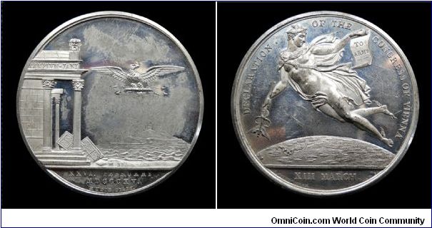 Flight of Napoleon from Elba - White metal medal mm. 41 - Mudie series 32 (1820)