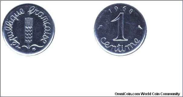 France, 1 centime, 1968, Cr-Steel, 15mm, 1.65g, Wheat.                                                                                                                                                                                                                                                                                                                                                                                                                                                              
