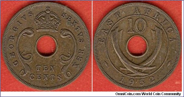 10 cents
George VI, king 
bronze
Heaton Mint