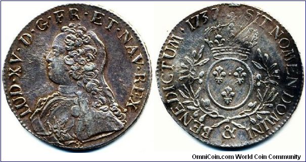 LOUIS XV (1715-1774) Ecu 1737 & -Aix-En-Provence. Adjustment marks.