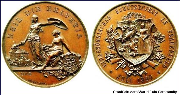 1890 Shooting medal/ Thurgau (Frauenfeld), 45mm.