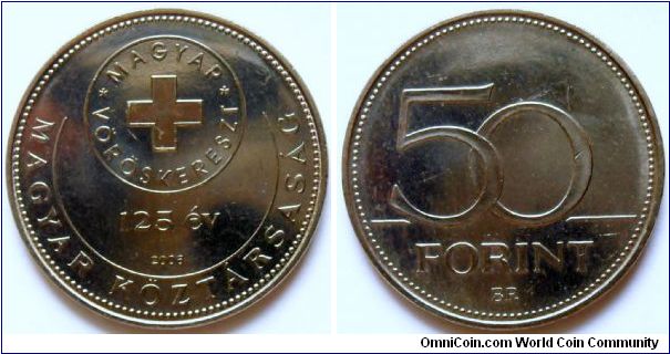 50 forint.
2006, 125 years of the Hungarian Red Cross