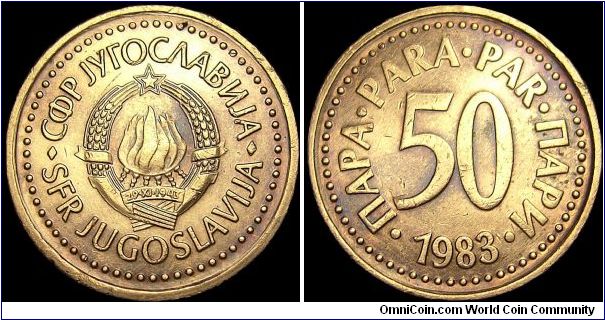 Yugoslavia - 50 Para - 1983 - Weight 2,85 gr - Bronze - Size 19 mm - President / Petar Stambolic (1982-83) - Mintage 72 100 000 - Edge : Plain - Reference KM# 85 (1982-84)