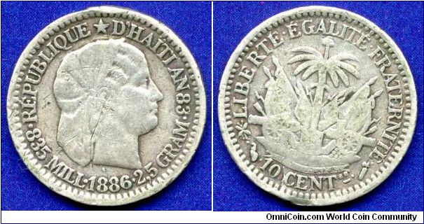 10 cents.
Republique D'Haiti.


Ag835f. 2,5gr.