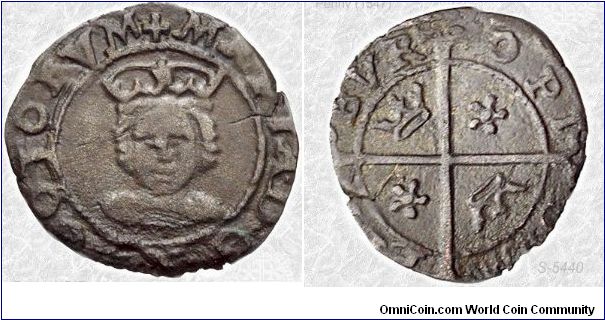 Scotland, Queen Mary, very early coin struck when she was six years old.
