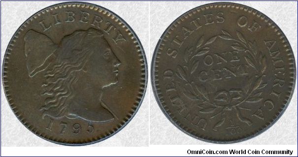 1795 Large Cent with lettered edge, PCGS AU-55