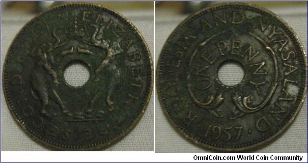 Rhodesia 1 penny 1957.