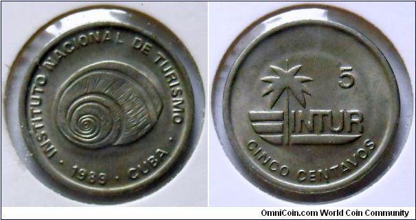 5 centavos.
1989. Visitor's Coinage.