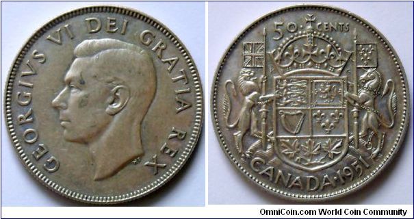 50 cents.
1951, King George VI