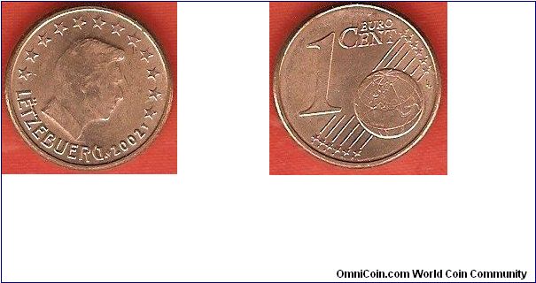 1 eurocent
Henri, grand-duke of Luxembourg
copper-plated steel