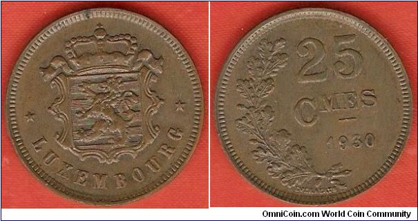25 centimes (25 Cmes)
state shield
bronze
designer: Everaerts