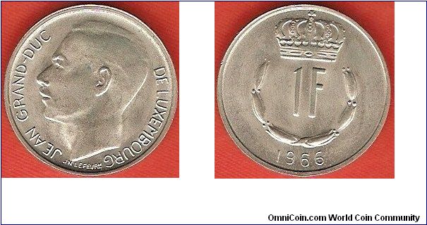 1 franc
Jean, grand-duke of Luxembourg
copper-nickel
designer: J.N. Lefevre